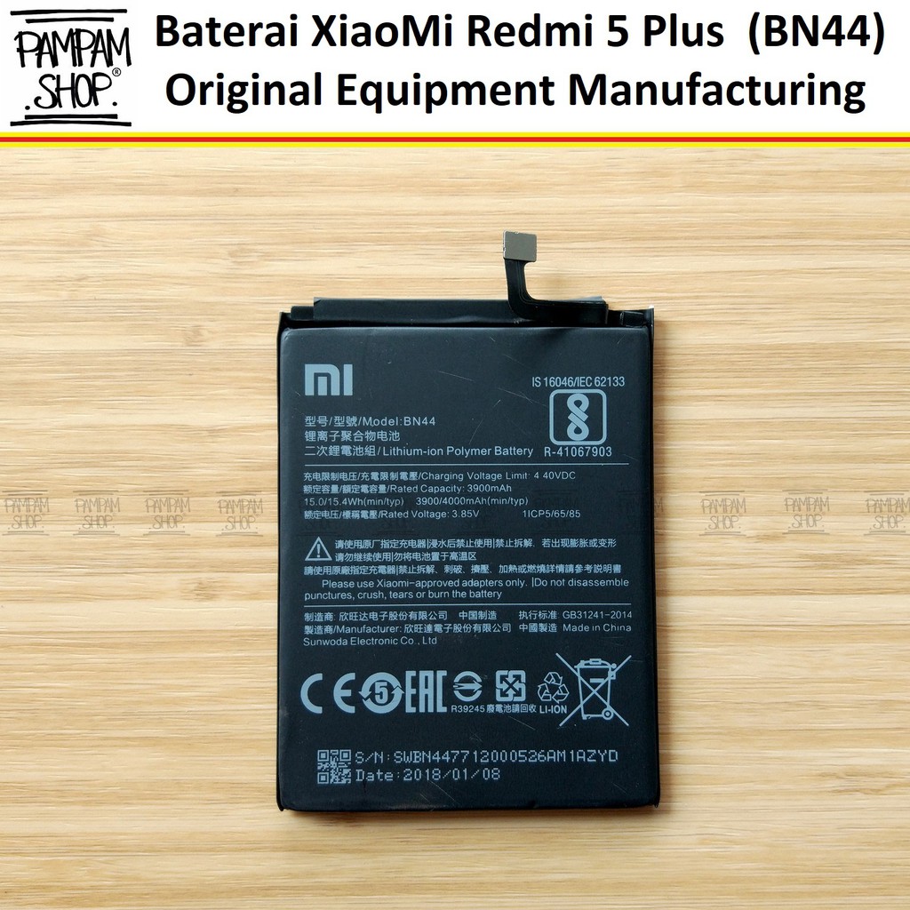 Baterai XiaoMi BN44 Redmi 5 Plus 5+ Original OEM BN 44 Xiao Mi Batre Batrai Battery HP Ori
