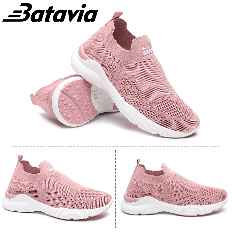 （COD）Batavia Impor Baru Sepatu Wanita Sneakers Bernapas Tipis Kasual Mesh Rajutan Sepatu Wanita Sepatu Lari A22