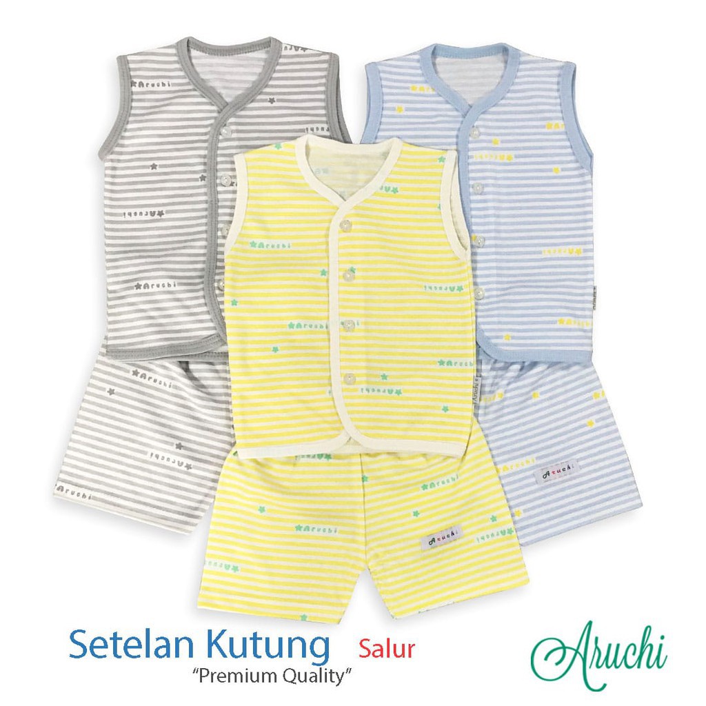 ARUCHI PREMIUM SETELAN SALUR KUTUNG SINGLET  S M L ( 3-18 Bulan )