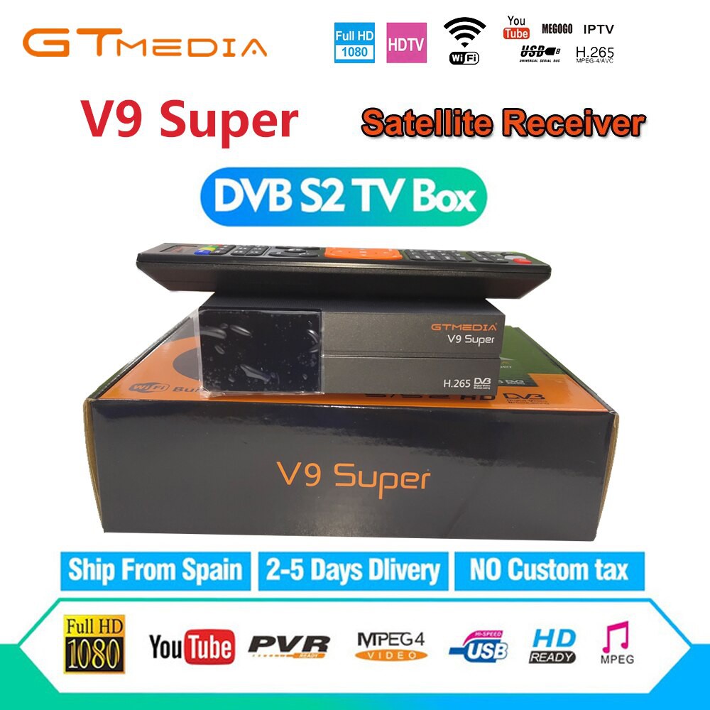 Gratis ongkir Satellite Receiver 1 YEAR CCCAM Gtmedia V9 Super Power by free sat DVB-S2 Built-in