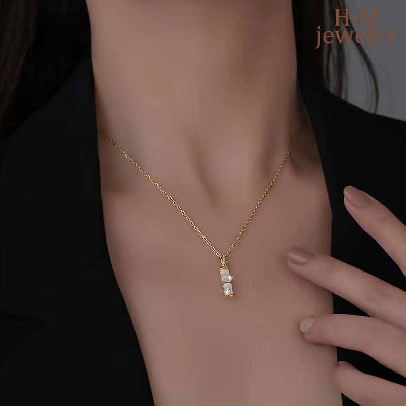 Kalung Rantai Sterling Silver 925 Dengan Liontin Bambu Untuk Wanita