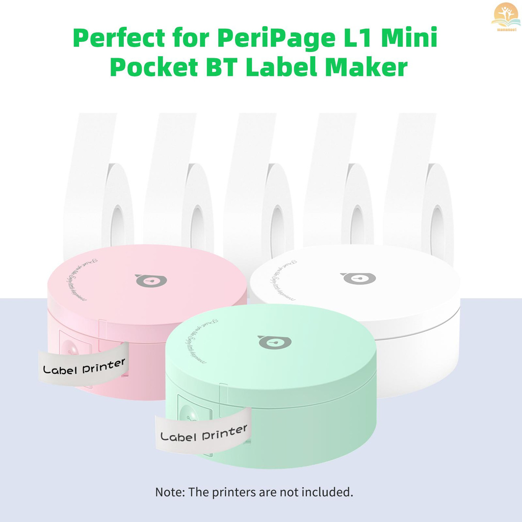 Ready PeriPage 1 Roll White Label Paper Sticky Tape Adhesive Thermal Label Printer Paper Name Price Barcode Sticker Waterproof Oil-proof Tear-Resistant for PeriPage L1 Mini Pocket BT Label Maker