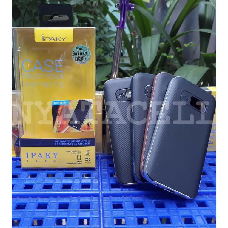 NEW CASE ORIGINAL IPAKY SAMSUNG A3 2017 / A320 BACK COVER/ARMOR/SLIM/HARD - GOLD MILENIA