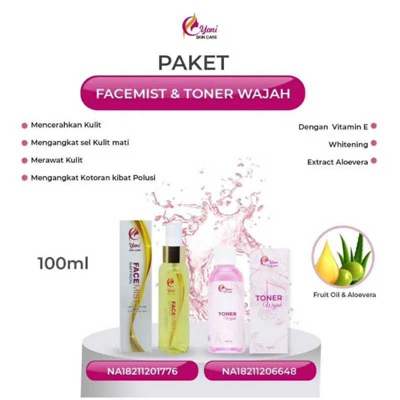 PAKET WAJAH BY YONISKINCARE (FACEMIST SAFFRON + TONER WAJAH)