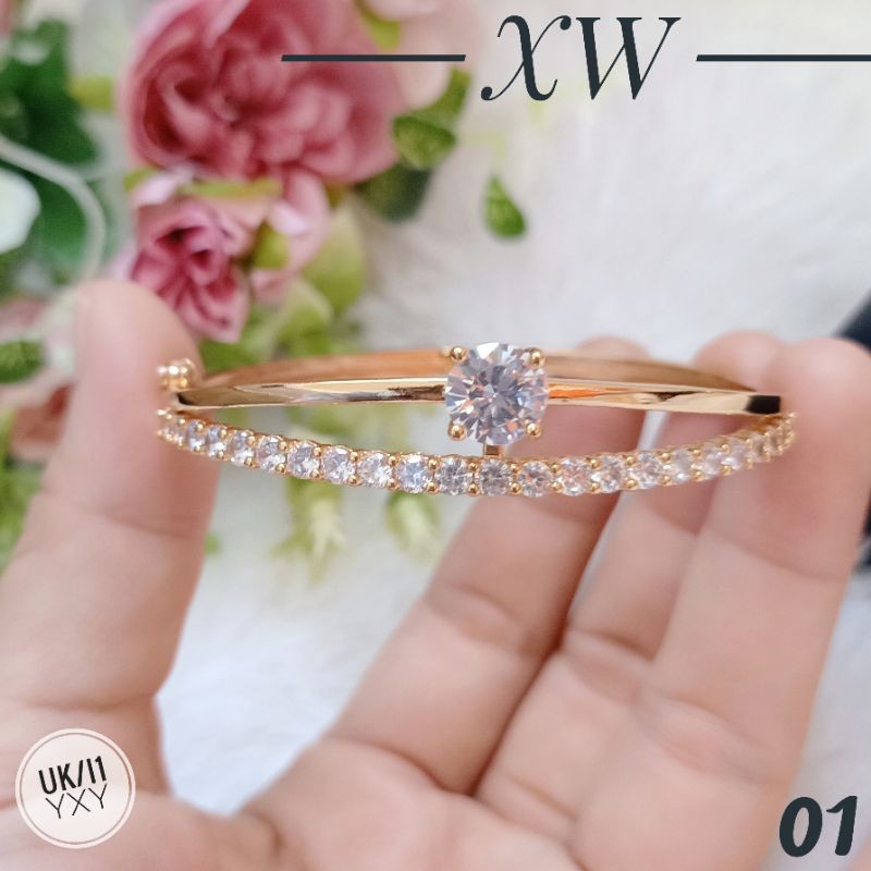 Gelang Yaxiya Bangle Zircon Gold G06006