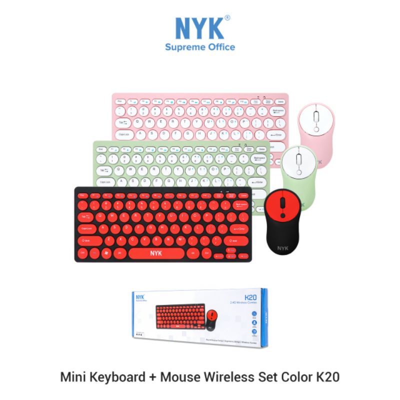 keyboard wireless nyk k20 mini keyboard mouse color combo