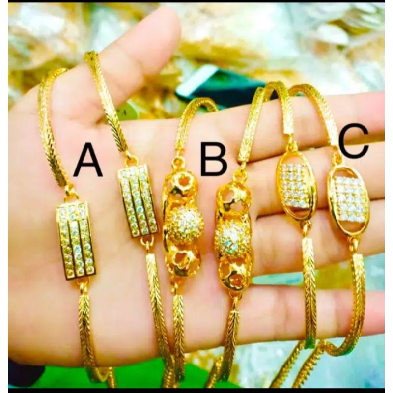 gelang tangan wanita motif cantik perhiasan wanita fashion titanium gold