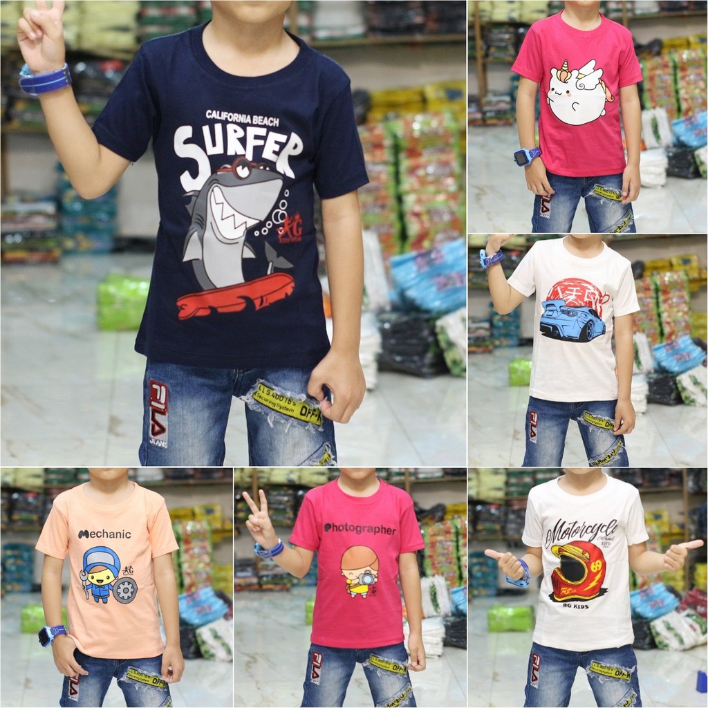 BAJU ANAK LAKI-LAKI EXCAVATOR DENIM MOBIL BEKO BANDUNG KAOS ANAK COWOK DISTRO RGKIDS