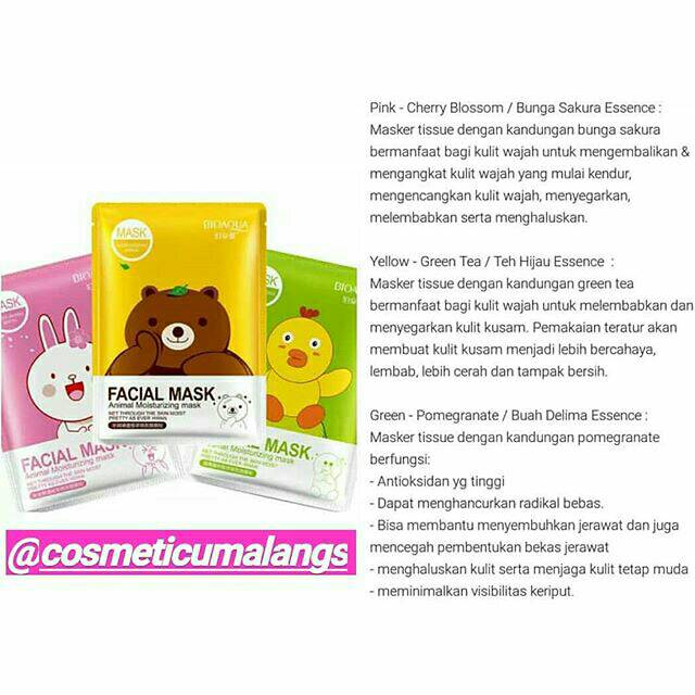 Sheet Mask Bioaqua Animal Line Bioaqua Facial Mask Masker Topeng Masker Wajah Indonesia