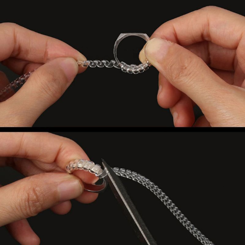 16pcs / Set Alat Pengecil Ukuran Cincin Model Spiral Transparan Dapat Disesuaikan