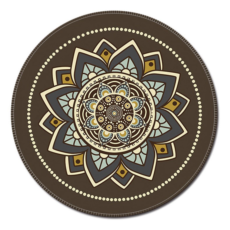 Mouse Pad Bulat Anti Slip Vintage Bohemian