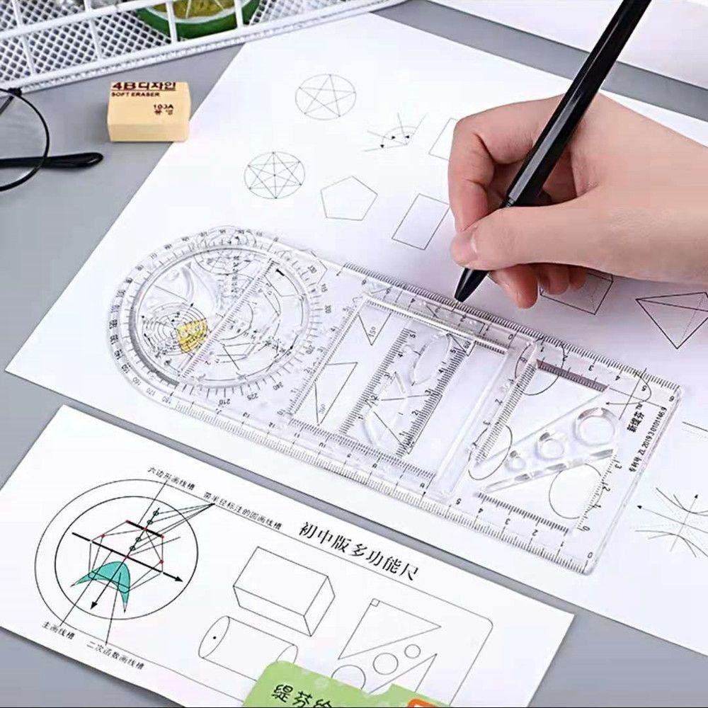 [Elegan] Penggaris Geometris Desain Seni Arsitek Pasokan Aktivitas Sekolah Alat Kantor Menggambar Template