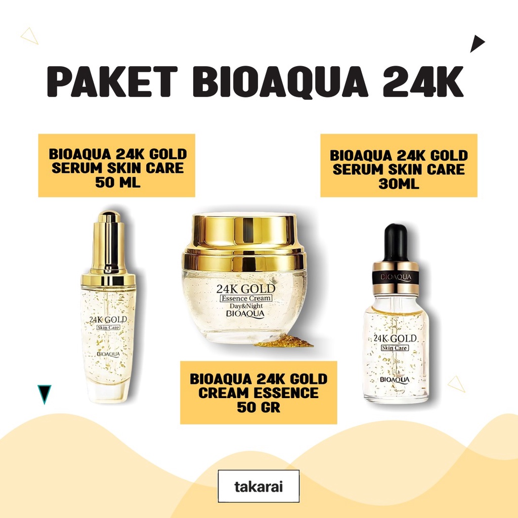 [COD] Bioaqua Paket 3in1 Gold  24K Mengandung Bahan Emas untuk Melindungi Kulit &amp; Menghilangkan Kelebihan Minyak dan Kotoran Wajah