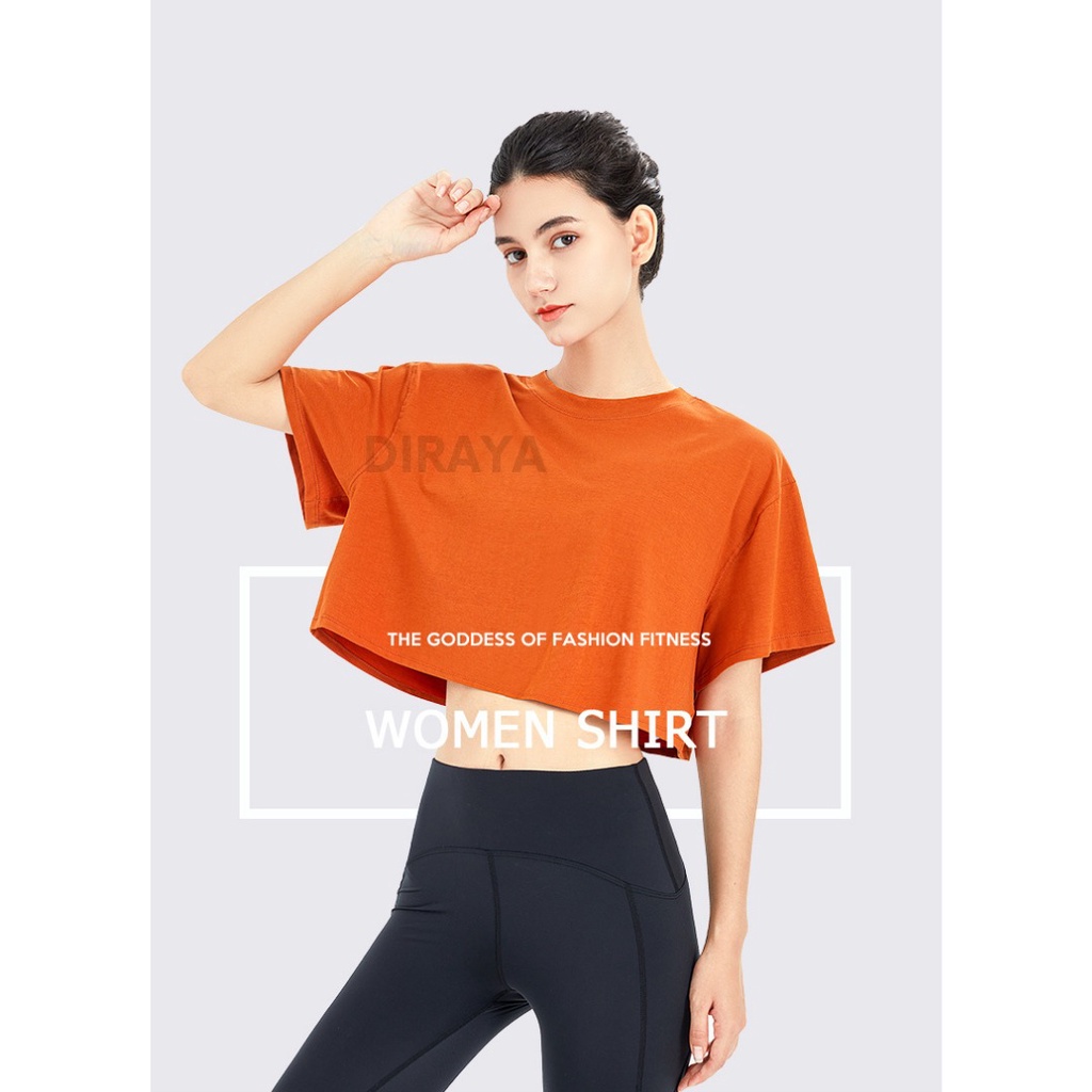 Diraya Kaos Crop Top Oversize Polos Basic Korea Wanita Combed