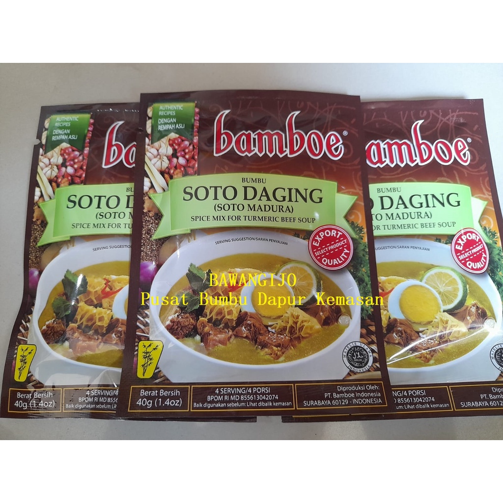 

Bamboe Bumbu Instant SOTO DAGING MADURA 40gr Export Quality