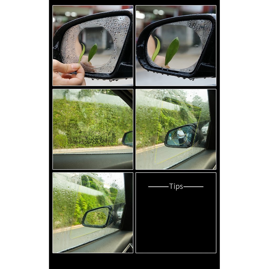 2 pcs sisi mobil, Film pelindung tahan air tahan hujan Rear View Film pelindung Rainproof film