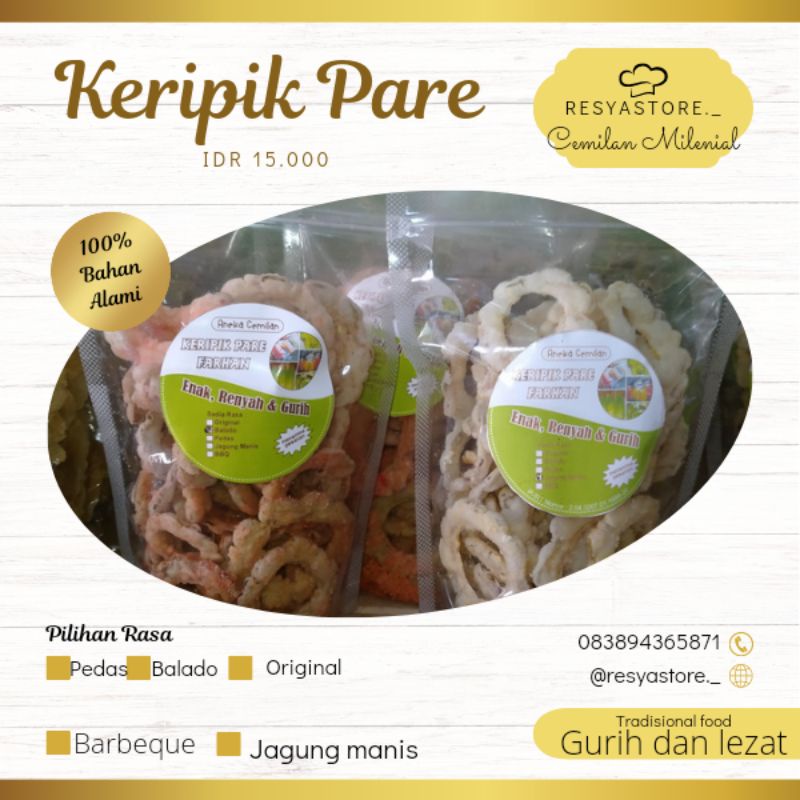

Kripik pare makanan ringan 85gram.