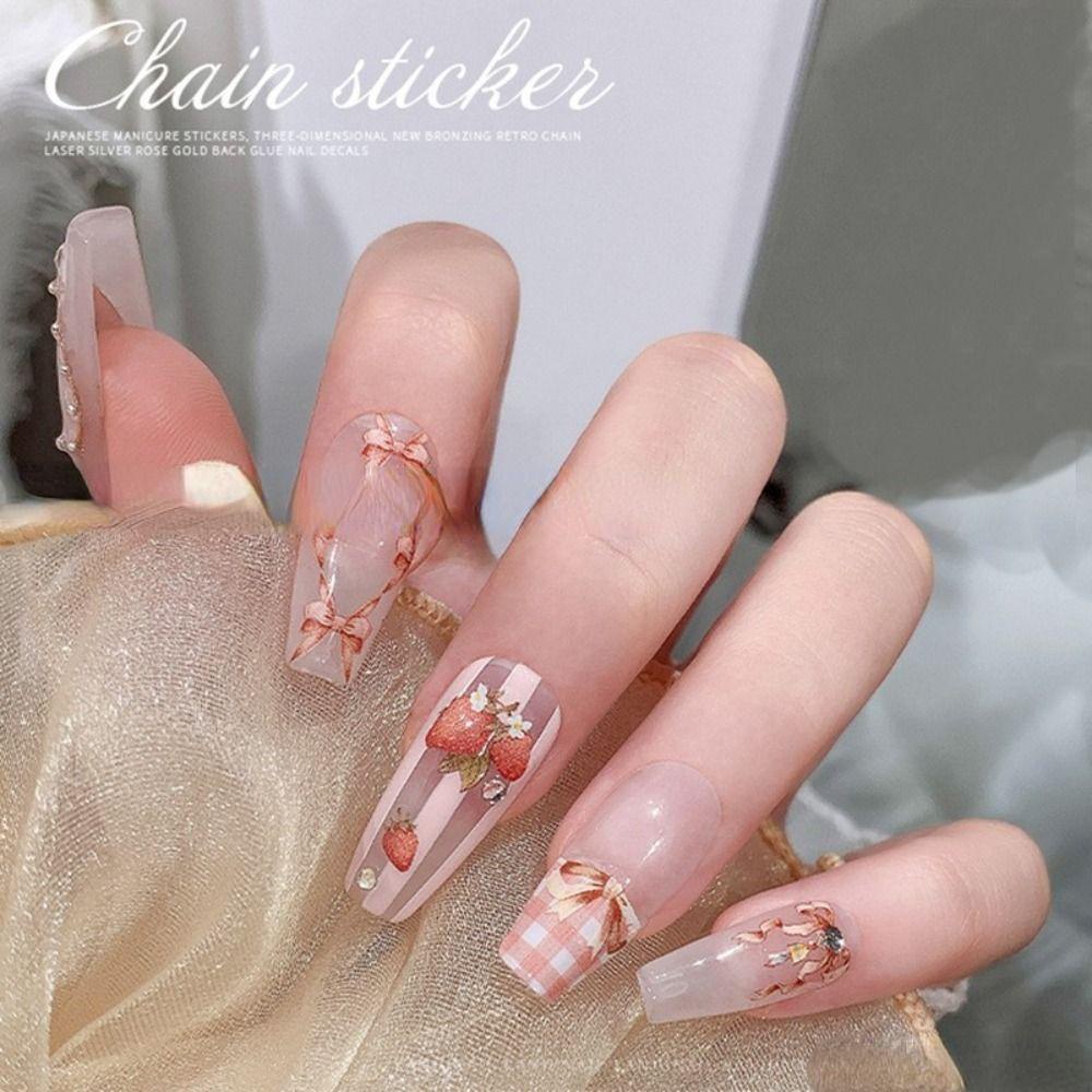 Mxbeauty Stiker Kuku Motif Kotak-Kotak 5D Gaya Retro Jepang Untuk Dekorasi Nail Art