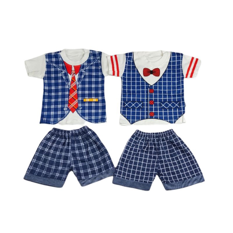 Setelan Baju Bayi Laki Laki 0 6 Bulan 6 12 Bulan Lengan Pendek Pakaian Bayi Cowok