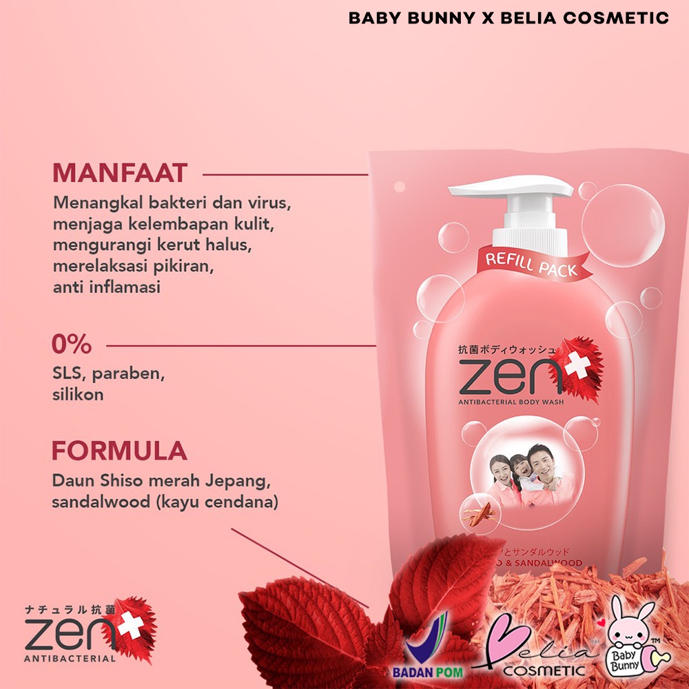 ❤ BELIA ❤ ZEN Antibacterial Sabun Cair Refill &amp; Pump Series 400 ml 500 ml | Sabun Cair | Sabun Mandi | Shinzui | BPOM