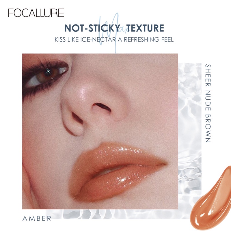 FOCALLURE Plumpmax Lip Gloss Shimmer Glossy Makeup Berkilau Dengan Ekstrak Mint /Melembabkan