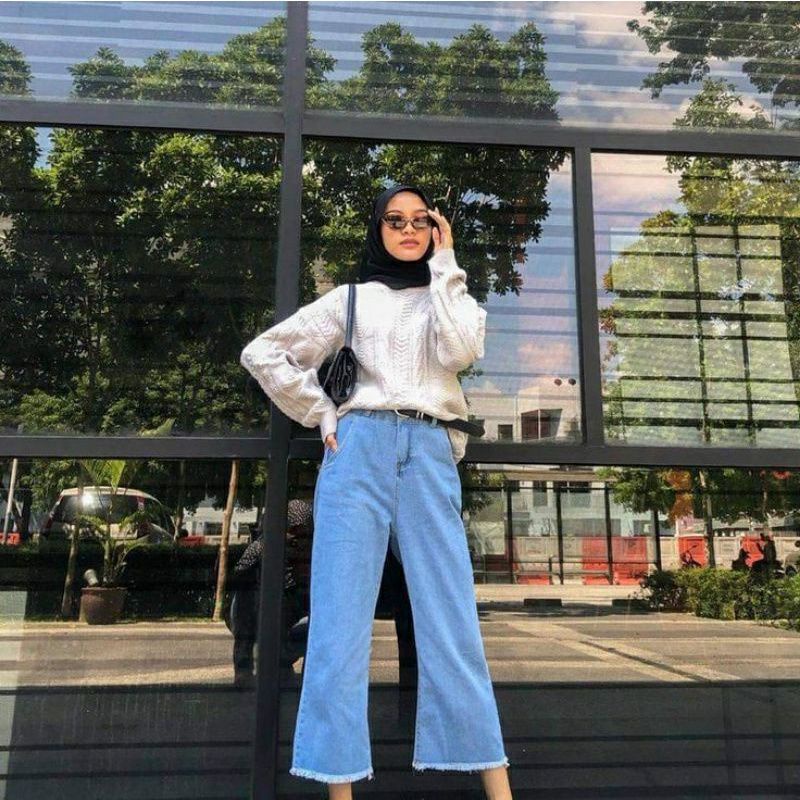 Celana Jeans Wanita Kulot Rawis|Kulot Jeans Rawis