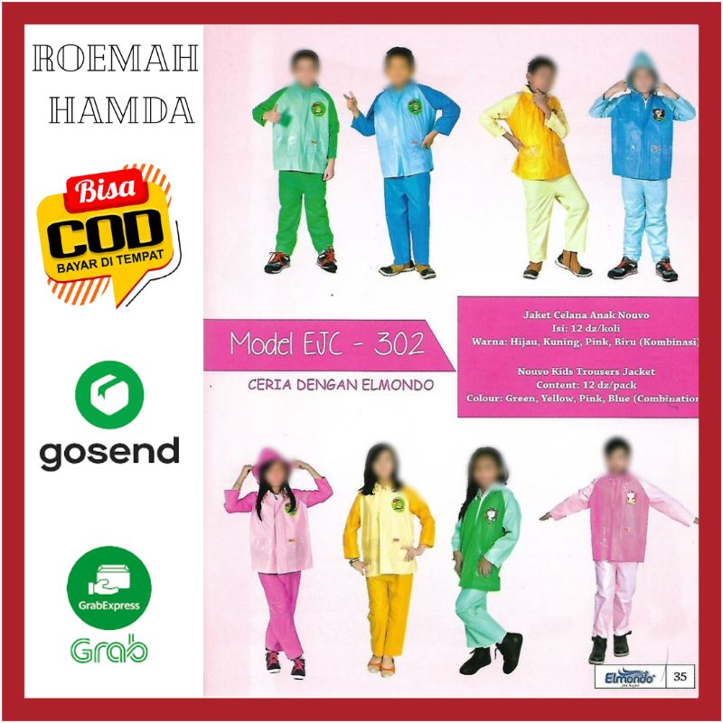 Mantel Jas Hujan Anak Stelan Jaket Celana Setelan Anak Cowo / Cewe Usia 4 - 8 Tahun Elmondo 302 303 Nouvo football Murah