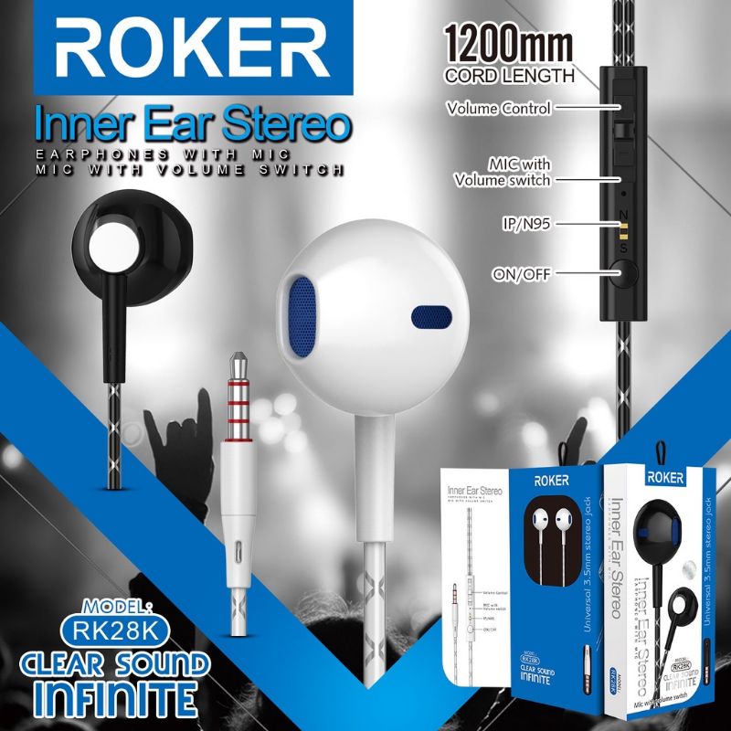 Handsfree Roker INFINITE RK28K Stereo Headset Roker INFINITE RK28K Earphone Roker INFINITE RK28K