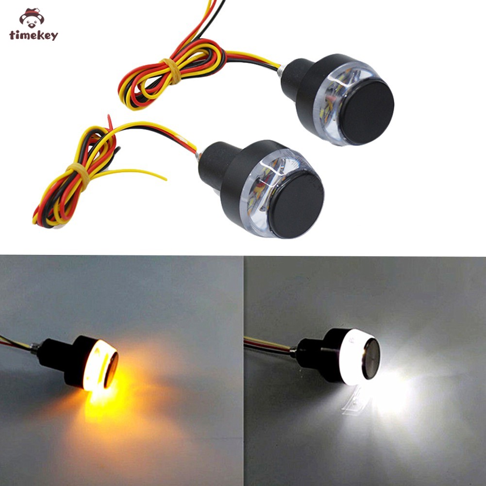 【READY】1 Pcs Motor Turn Signal Lampu LED Indikator Penutup Mata Pegangan Bar End Stang Putih Kuning