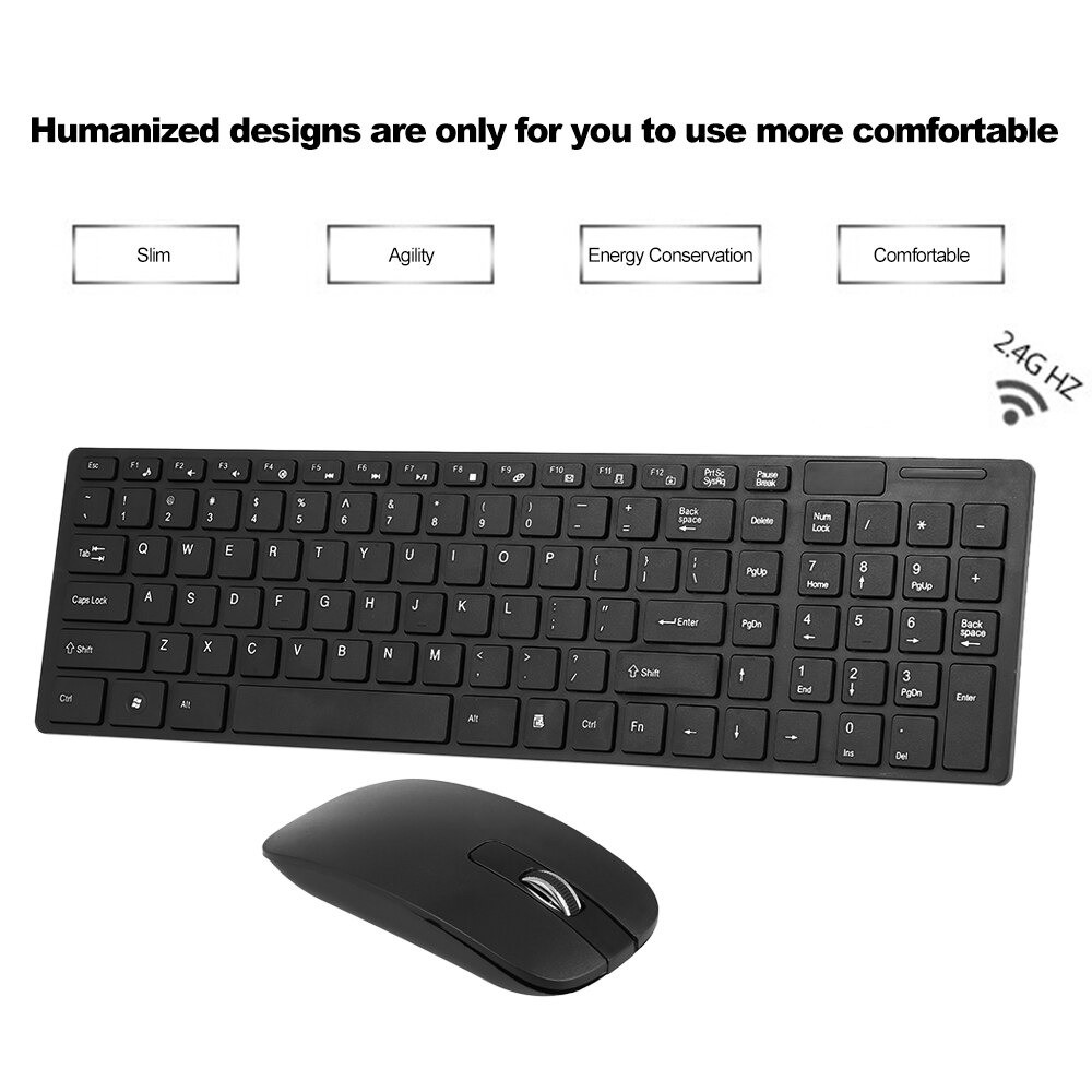 Keyboard Mouse Slim Wireless Support PC Laptop High Quality