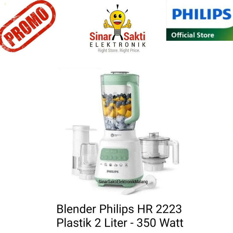 Philips Blender HR2223 2 Liter HR 2223 Plastik 2223/30 2L Chopper Pencacah Daging 4 in 1 Garansi