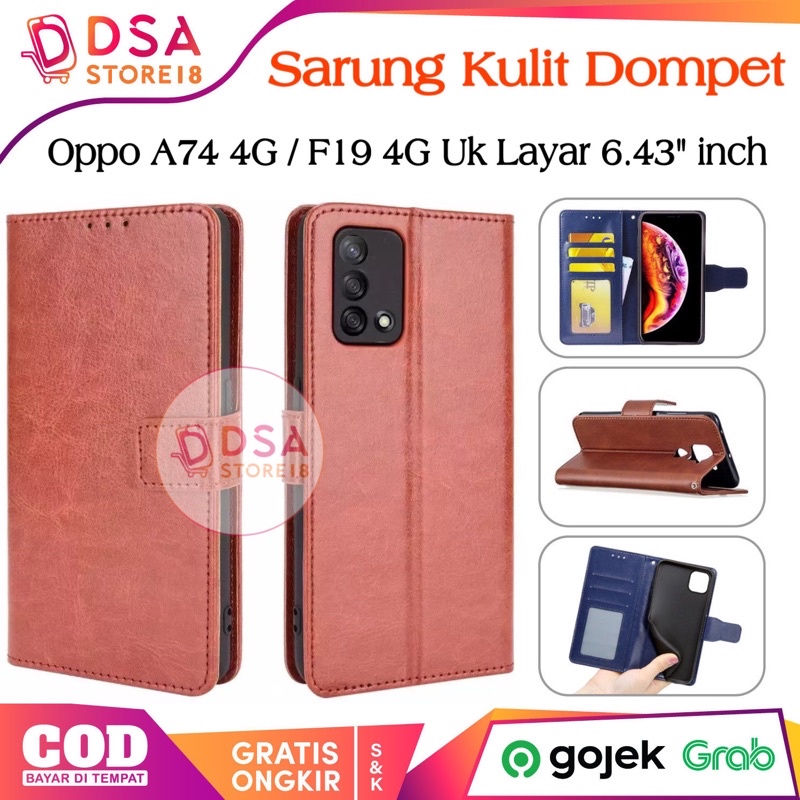 Case Oppo A74 4G / Casing Oppo F19 / 4G Leather Case Flip Cover Dompet Hp Casing Kulit