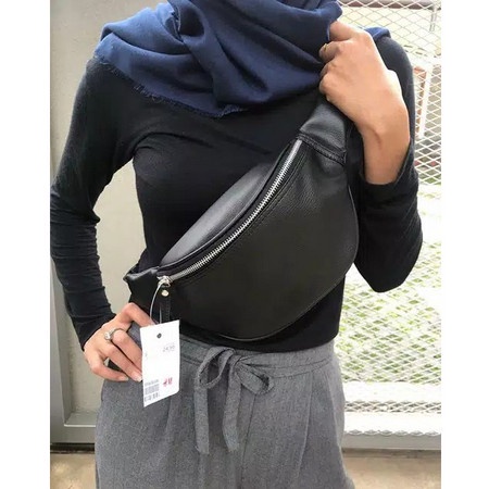Tas selempang pria Tas Pinggang H&M BASIC Waist Bag Pria Wanita Bahan Virotex anti air - Putih usb t