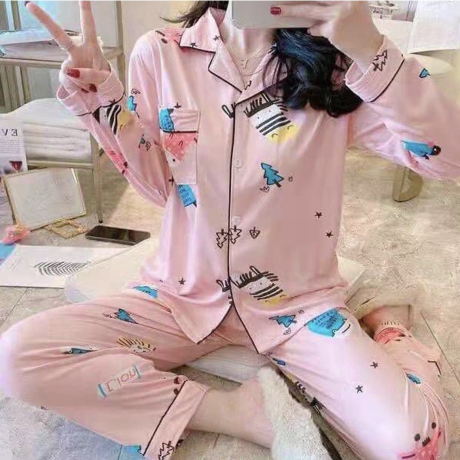 PIYAMA MUSLIM PANJANG BAJU TIDUR SYARIH IMPORT HIJAB JUMBO CELANA BIG