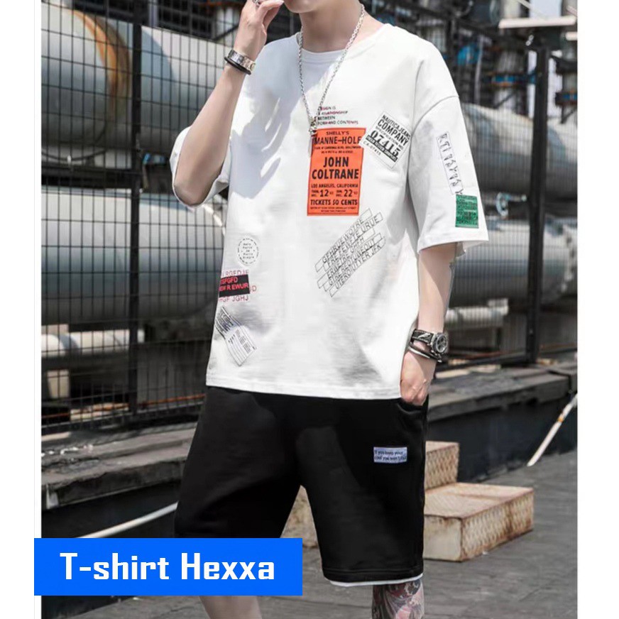 mokokomo T-shirt Hexxa Oversize Lengan Pendek Fashion pria terbaru