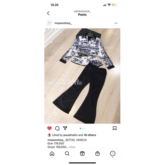 SETCEL DIO ( kemeja + kulot )-VNEZA abstrak puti