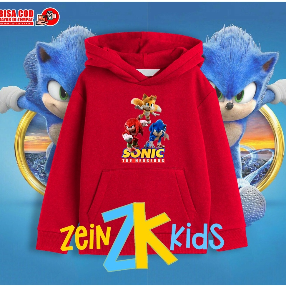 Jaket  Hoodie Anak Sonic The Hedgehog / Jaket Sweater Anak Sonic The Hedgehog