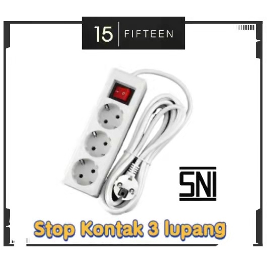 15 SHOP --- STOP KONTAK + KABEL 2/3/4/5 LUBANG 3 METER SNI