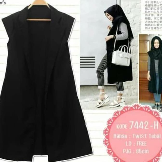 Setelan Anak Perempuan - fashion wanita muslim outfit cardi cardigan blazer rompi vest hitam