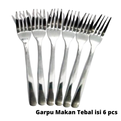 [BISA COD] PROMO Garpu Makan Isi 6 Pcs Model Polos Stainless Tebal 189 27gr Harga Murah Terjangkau