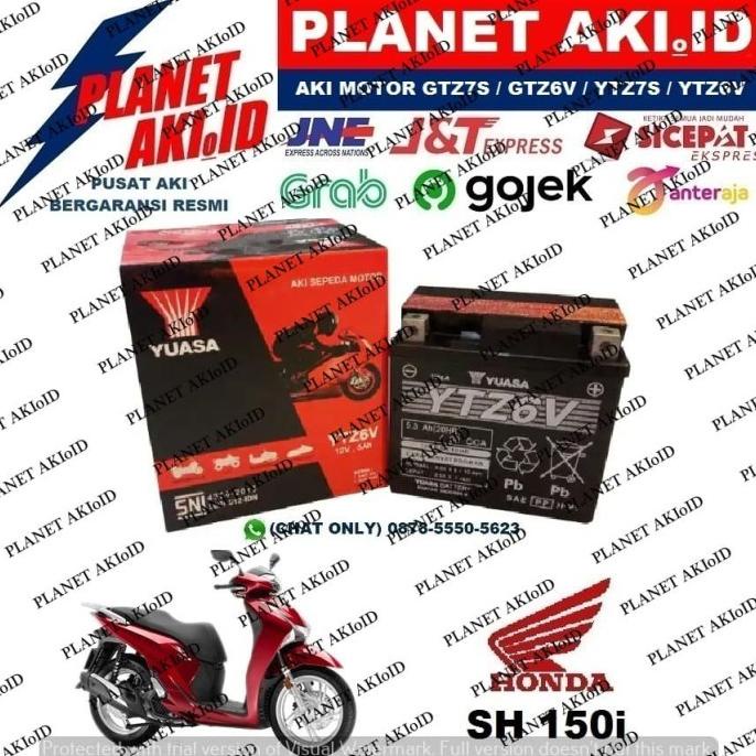 Aki Motor Honda SH 150 i SH150 i SH150i YTZ6V YUASA Accu Kering MF planeta76 Ayo Order