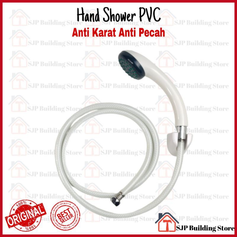 Hand shower mandi PVC putih plastik kualitas bagus kuat awet air deras