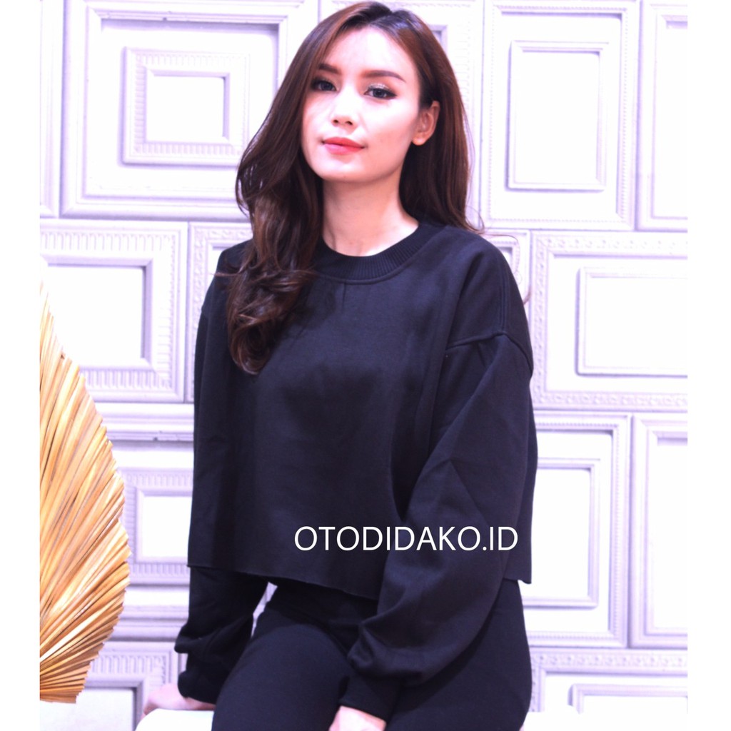 [BAYAR DITEMPAT] BASIC SWEATER CROP ALLSIZE & BIG SIZE-5