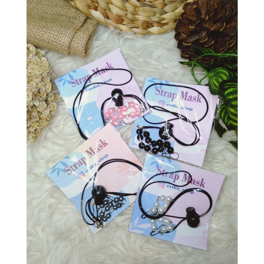 STRAP MASK / STRAP MASKER / KALUNG MASKER (MUTIARA DAN SERUT HIJAB)