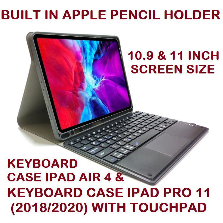 SMART KEYBOARD CASE RK11C  FOR IPAD PRO 11 INC 2018-2020 &amp; IPAD AIR 4 WITH TOUCHPAD &amp; PEN HOLDER