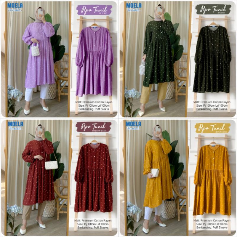 TUNIK MIDI PREMIUM PIPO by MOELA