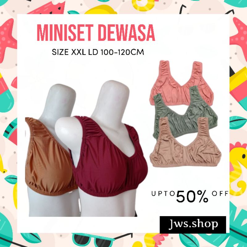 COD ECER MINISET DEWASA / PAKAIAN DALAM WANITA /MOTIF POLOS LD 110-120CM XXL