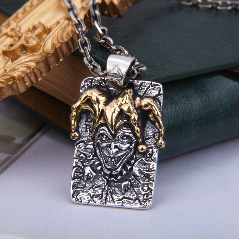 Kalung Liontin Badut Poker King Badut Gaya Hip Hop Retro Thailand Untuk Unisex