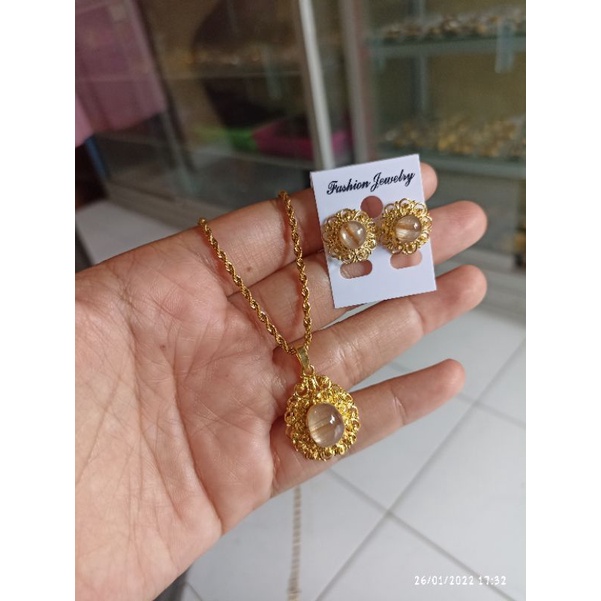 set perhiasan bali alpaka lapis emas
