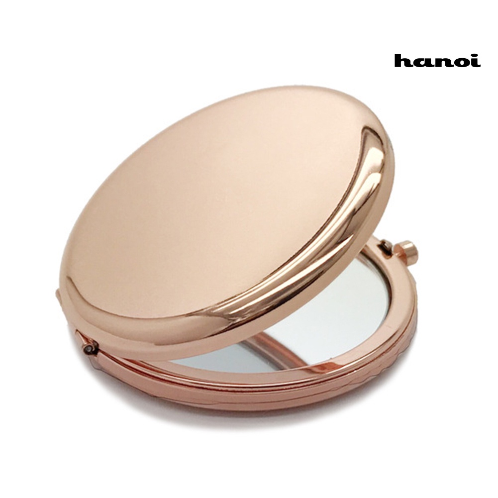 HQTM_Portable Round Metal Double Side Travel Pocket Mirror Women Beauty Makeup Tool